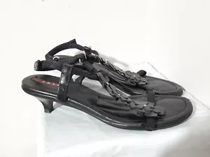 PRADA Heel Sandals Thong Black Size. EU 37 US 7 - Picture 1 of 7