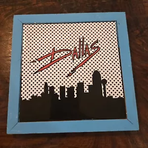 Retro DALLAS skyline Tile Wall Hanging, 7"×7" - Picture 1 of 2