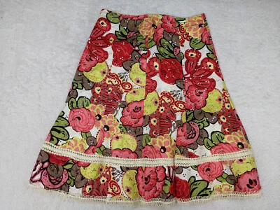 Cynthia Steffe Womens 6 Red White Flowers Skirt A line 100% Linen - Image 1 of 4