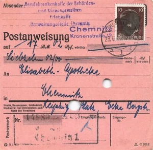 897118) SBZ Postanweisung mit AP 826 I (3) aus Chemnitz (Ortskarte) - Bild 1 von 1