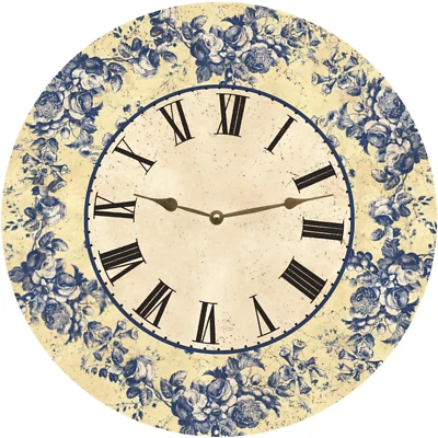 Floral Blue Toile Wall Clock - Image 1 of 4