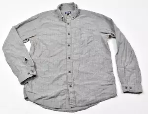 Patagonia Bluffside Shirt Mens Medium Gray Geometric Long Sleeve Button-Up FLAWS - Picture 1 of 13