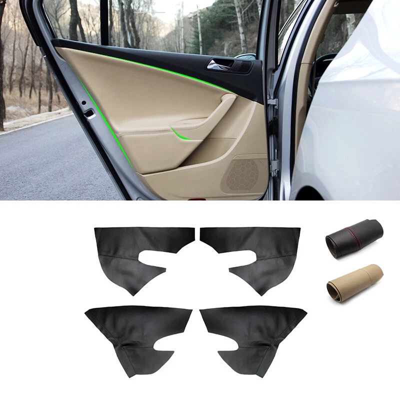 4*Cubierta de repuesto de cuero para reposabrazos de panel de puerta negro para VW Passat B6 2006-2010 Foto 1 de 4