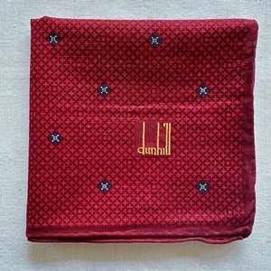 Vintage dunhill Handkerchief Dark Red Cotton Geometric Lattice Pocket Square 19" - Picture 1 of 3