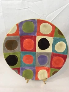Pier 1 URBAN DOT DINNER PLATE Hand Painted Earthenware China 11.5 New Excellent - Bild 1 von 9