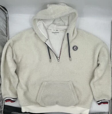 Tommy Hilfiger Sport Faux Fur Pullover 1/4 Zip Hoodie Size XL - Image 1 of 2