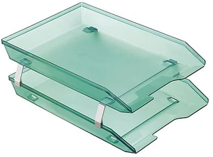 Acrimet Facility 2 Tiers Double Letter Tray Front Loading Design (Clear Green) - Picture 1 of 4