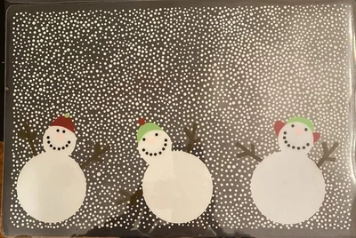 Set Of 4 Сlear Plastic Placemats Winter Snowmen Table Protector Dining Room - Image 1 of 4