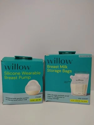 CONJUNTO 1 extractor de leche portátil de silicona de sauce y 100 bolsas de almacenamiento de leche materna SELLADAS Foto 1 de 4