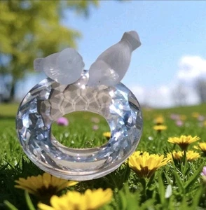 Swarovski Crystal Bird Bath Figurine Ring Dish - Picture 1 of 3