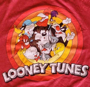LOONEY TUNES 4XL Red Short Sleeve T-SHIRT Mens 60% Cotton Bugs Daffy Taz Tweety - Bild 1 von 9