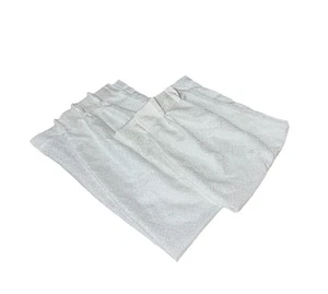 2 Vintage Pinch Pleat Curtains Drapes - Damage on 1 - Shimmery Fabric White Pair - Picture 1 of 7