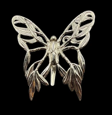 John Hardy Signed Scarf Hair Clip Butterfly Silver Tone Signed J19 - Image 1 of 4