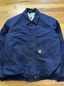 Carhartt FR CAT4 Cotton Duck Lined Bomber Jacket Blue Size Large 101623-410 - Picture 1 of 8