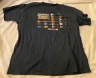 Vintage 2000's American Tradition Guitar Colorful on Black Graphics T-shirt 2XL 