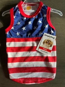 SIMPLY DOG- Rojo-Blanco-Azul ESTRELLAS-RAYAS 4 de JULIO Camiseta sin mangas CAMISA Cachorro/Perro MD - Imagen 1 de 2