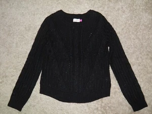 Girls GO Black Pattern Knit Sparkle Sweater Size 14 - Picture 1 of 1