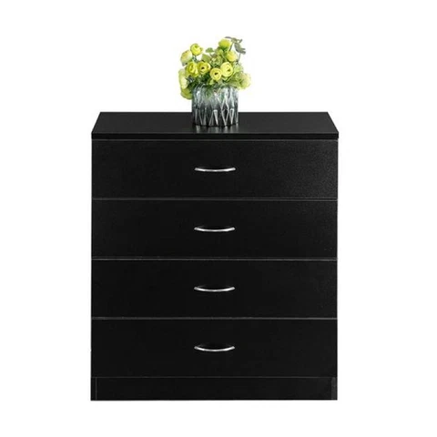 Simple 4 Drawer Dresser Storage MDF Wood Bedroom Cabinet Nightstand Furniture Cover