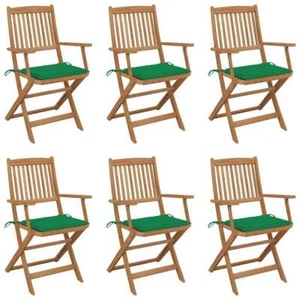 Klappbare Gartenstühle 6 Stk. mit Kissen Massivholz Akazie - Bild 1 von 11