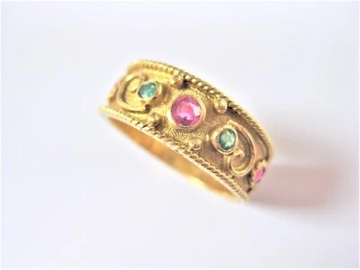 Ring Gold 750 with Rubies and Emeralds, 4.97 g - Image 1 of 3
