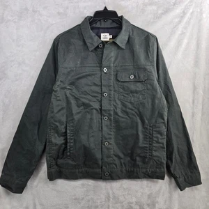 Flint and Tinder Waxed Trucker Jacket Mens Large Flannel Lined Green New - Picture 1 of 8