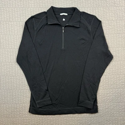 Pullover Smartwool 1/4 Cremallera Hombres Grande Negro Lana Merino Capa Base Manga Larga Foto 1 de 4