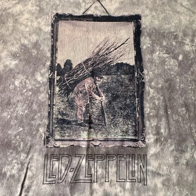 Винтажная футболка Liquid Blue Led-Zeppelin IV человек с палочками галстук краситель серый 1990-е L - Изображение 1 из 4