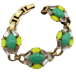 Stella & Dot Vintage Chunky Armband Retired gelb grün klare Strasssteine - Bild 1 von 5