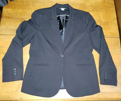 Chaqueta Blazer Liz Claiborne Career Negra 1 Botón Esencial Para Mujer Talla 14 Foto 1 de 4
