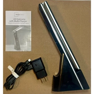 Lampe de Bureau à Charnière Pliable 5 en 1 LED Dimmable Charge Sans Fil - Photo 1 sur 6