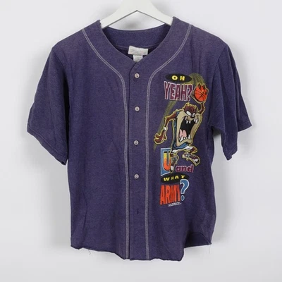 Camisa deportiva vintage con botones de baloncesto Looney Tunes Taz para niños talla mediana azul Foto 1 de 4