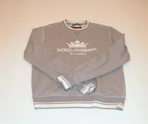 Dolce & Gabbana Cotton Sweater / Sweatshirt w/ Crown & Logo Print Grey 52 /L GR8 - Picture 1 of 6