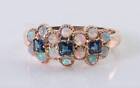 ETERNITY 9K 9CT ROSE GOLD SAPPHIRE OPAL 3 DAISY ART DECO INS CLUSTER RING 