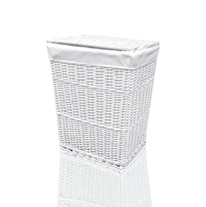 Arpan Laundry Basket Wicker Rattan Hand Woven White Cloth Basket Lining - Picture 1 of 13