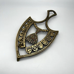 Vtg 12 Tribes Brass Menorah Trivet Made In Israel enamel Footed 9"x5" - Picture 1 of 7