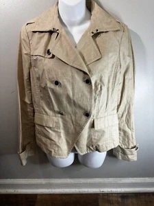 Banana Republic Womens Trench Coat Tan Size Small Oversized Short Trench - Picture 1 of 8