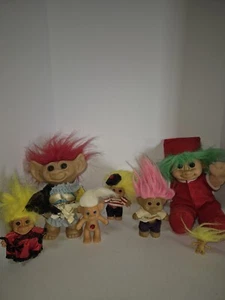 Seven Vintage Troll Dolls Russ - Picture 1 of 22