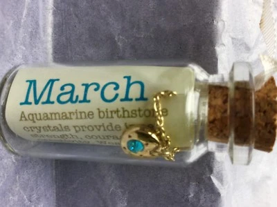 Lucky Feather Birthstone Bottle Gold Necklace Pendant Jewelry U Choose Month - Image 1 of 4