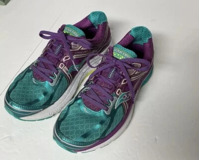 Saucony Omni 15 Everun 跑步训练鞋女式紫色和绿色 — 第 1/4 张图片