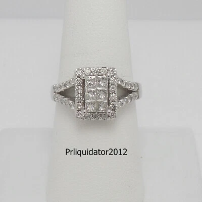 1CT Natural Diamond Halo Engagement Wedding Bridal Ring 14K White Gold Band - Image 1 of 4