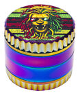 2" Rasta Rock Lion Uv Print 4 Pc Tobacco Herb Spice Grinder Crusher Rainbow