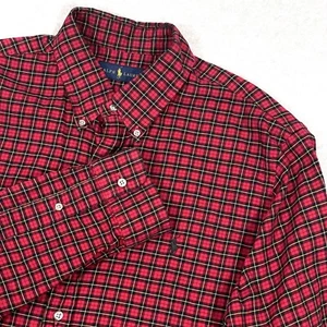 Ralph Lauren Shirt Mens XL Red Plaid Check Button Down Pony Holiday Classic - Imagen 1 de 13