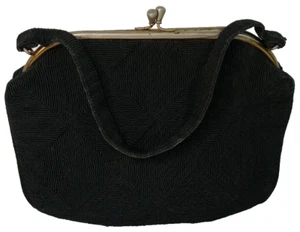 Damen Vintage Corde Handtasche Metallrahmen Kissverschluss schwarz 7,5 x 10 x 3,5" - Bild 1 von 13