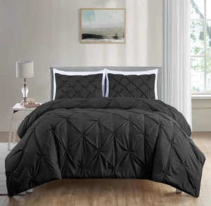 Chezmoi Collection Berlin Pinch Pleat Pintuck Bedding Comforter Set All Sizes - Picture 1 of 36
