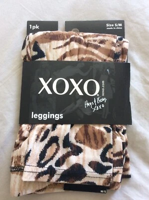 Nuevo XOXO Abrazos y Besos Mujeres Leopardo Leggings Talla S/M Foto 1 de 4