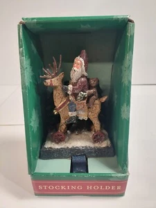 Vintage Heavy Resin 2002 Target Santa On Reindeer Stocking Hanger Mantle Hook - Picture 1 of 11