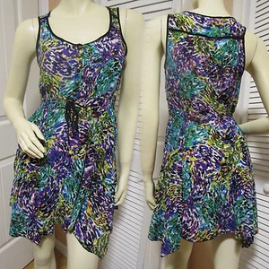 Vintage Y2K Forever 21 Sleeveless Mini Dress Multicolor Skater Surfer Chic Boho - Picture 1 of 12