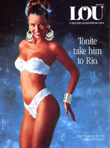 1990 Lencería Lou France "Tonite lleva a Río"" 2 páginas anuncio de revista - Imagen 1 de 1