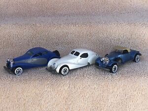 Lot of 3 VTG Loose Hot Wheels Bugatti Rolls Royce Talbot Lago White Wall Coupes!