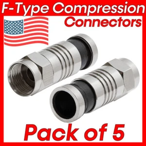 5 Pack RG59 RG6 F-Type Compression Connector Waterproof Coaxial Cable Plug CCTV - Picture 1 of 5